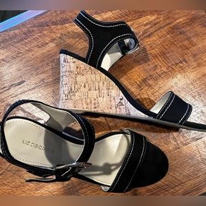 LIZ Claiborne Wedged Black Sandals